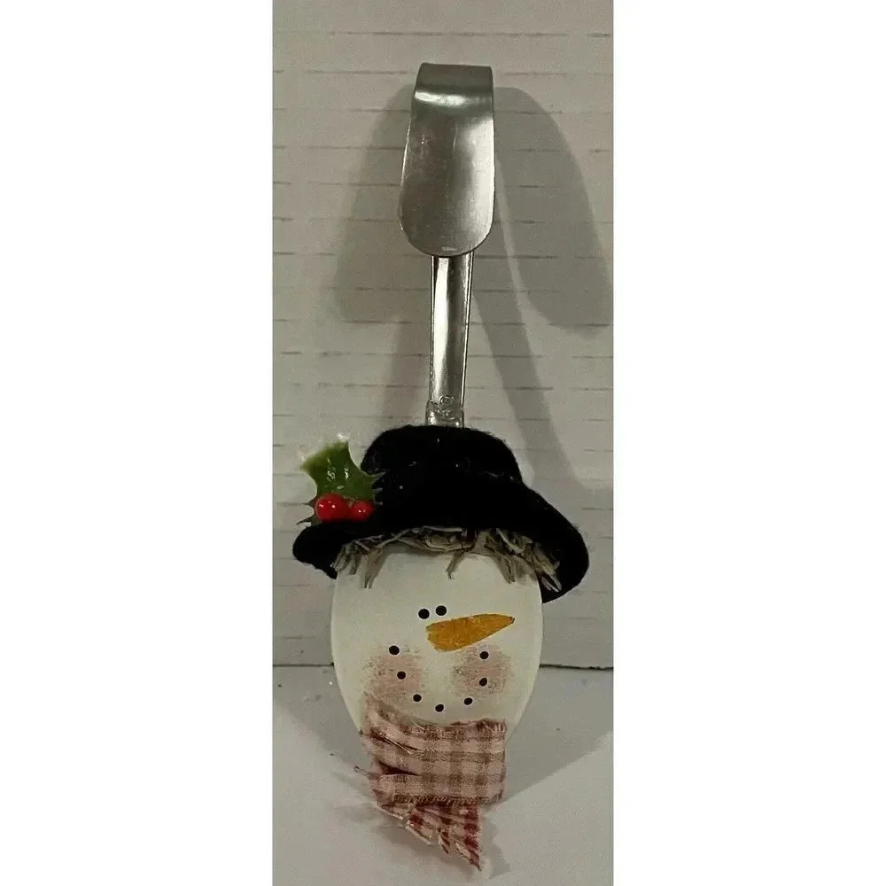 Snowman with Black Hat Spoon  Ornament Christmas Cracker Barrel 5 3/8 Inch 